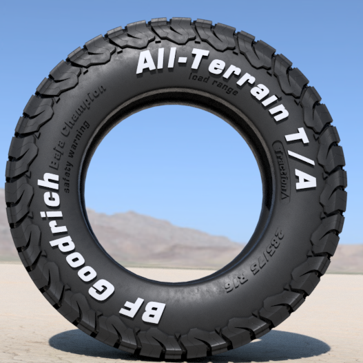 (Dirty_customs) BF Goodrich All-Terrain T/A Off-Road Tire – 1/24 Scale Resin Model