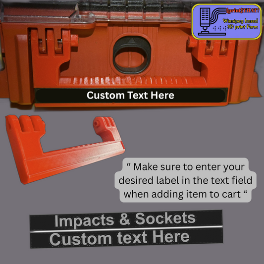 Milwaukee Packout Full-Size Organizer Handle with Custom Label - 3D Printed Accessory