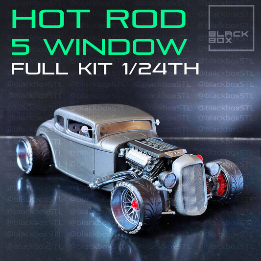 (BlackBoxSTL) Hot Rod 5 Window Full Modelkit – 1/24 Scale Resin Print