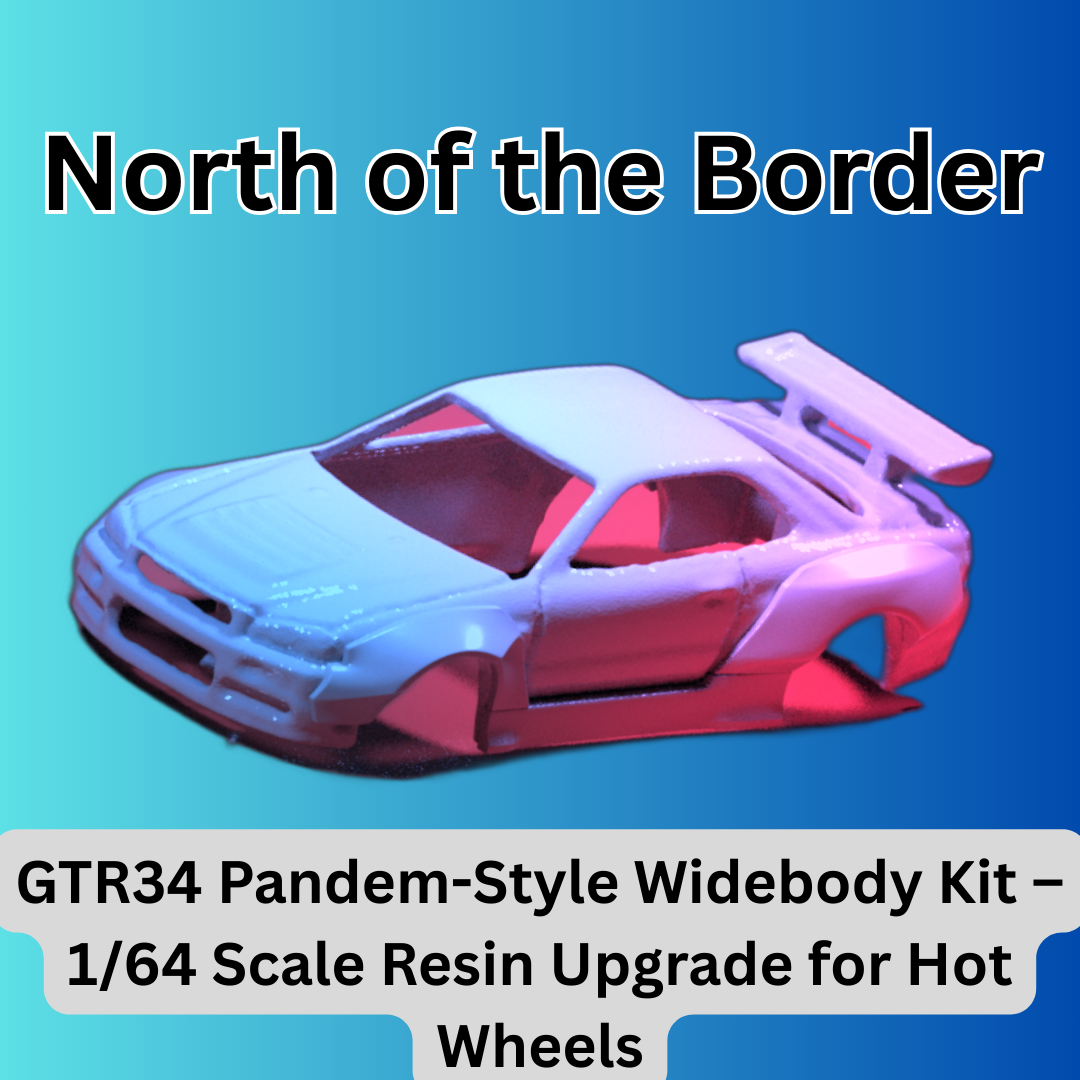 (PrintThat) GTR34 Pandem-Style Widebody Kit – 1/64 Scale Resin Upgrade for Hot Wheels