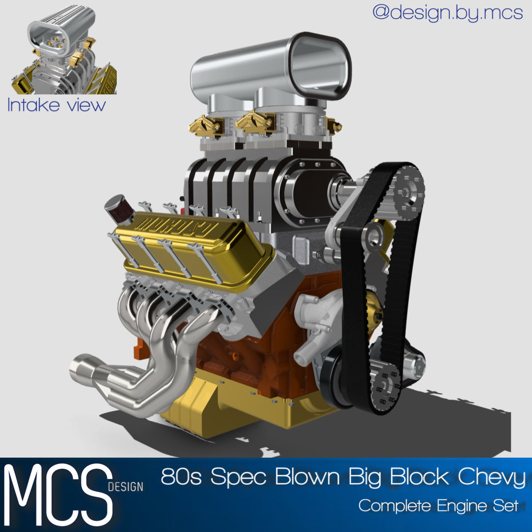 (MCSDesign) 1980s-1990s Style Big Block Chevy (BBC) Engine – Resin Print