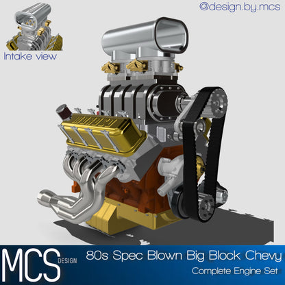 (MCSDesign) 1980s-1990s Style Big Block Chevy (BBC) Engine – Resin Print