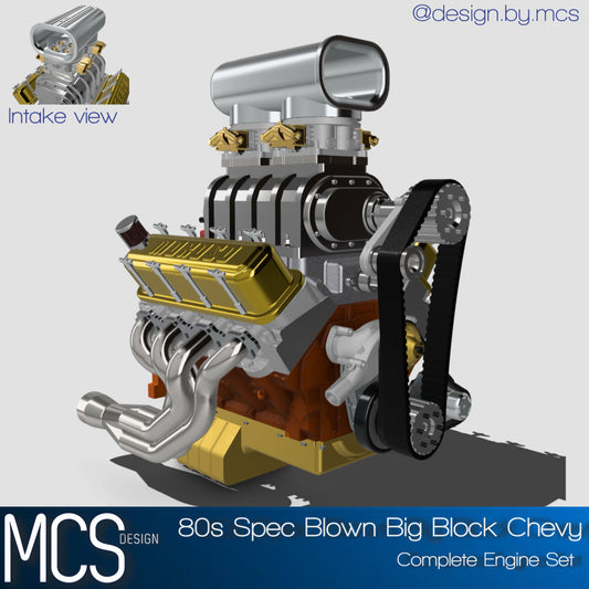 (MCSDesign) 1980s-1990s Style Big Block Chevy (BBC) Engine – Resin Print
