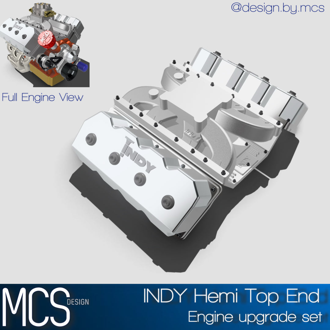 (MCSDesign) Hemi INDY Single Carb Intake & Valve Covers – Resin Accessory Set (1/24 & 1/25 Scale)