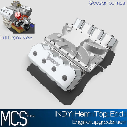 (MCSDesign) Hemi INDY Single Carb Intake & Valve Covers – Resin Accessory Set (1/24 & 1/25 Scale)