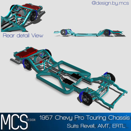 (MCSDesign) 1957 Chevy Bel Air Pro Touring Chassis – Complete 1/24 & 1/25 Resin Model