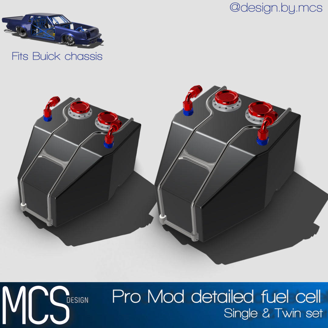 (MCSDesign) Pro Mod Fuel Cell with Fittings & Mounts – 1:24 / 1:25 Scale Resin 3D Print