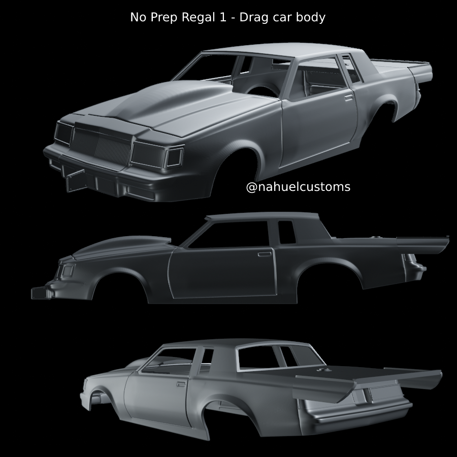 (ditomaso147) No Prep Regal – Drag Car Body Scale Model Body