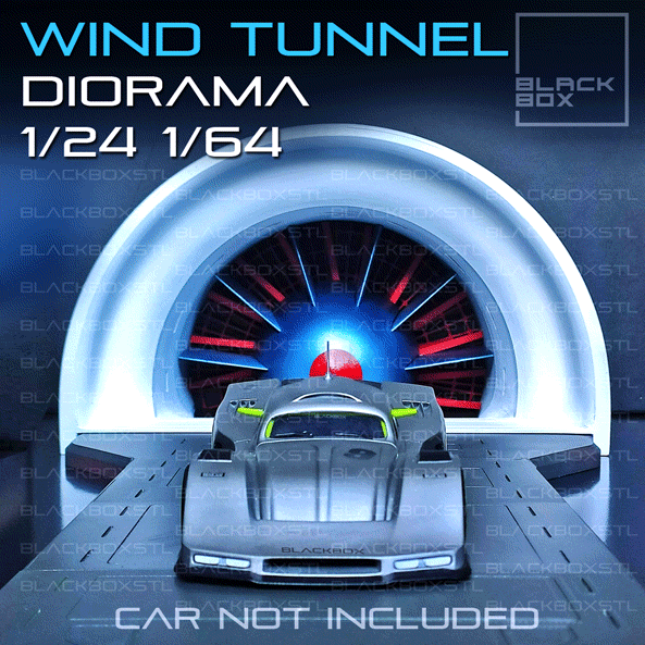 (BlackBoxSTL) Wind Tunnel Diorama – 1/24 Scale Resin Model diorama