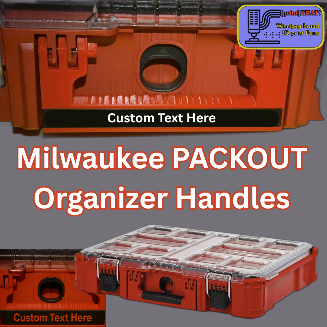 Milwaukee Packout Full-Size Organizer Handle with Custom Label - 3D Printed Accessory