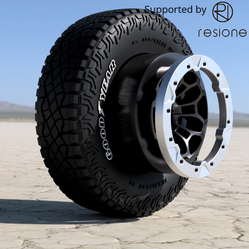 (Dirty_customs) Dodge Ram Offroad 18 inch 1/24th scale Rims with Goodyear Wrangler AT Tires – 1/24 Scale Resin Set