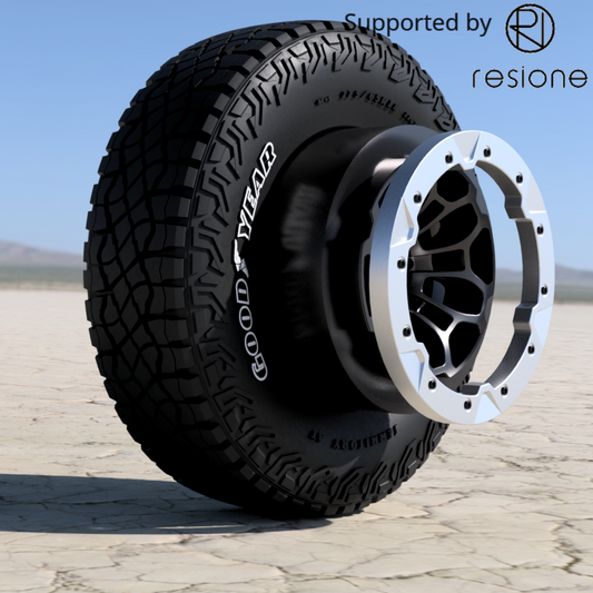 (Dirty_customs) Dodge Ram Offroad 18 inch 1/24th scale Rims with Goodyear Wrangler AT Tires – 1/24 Scale Resin Set