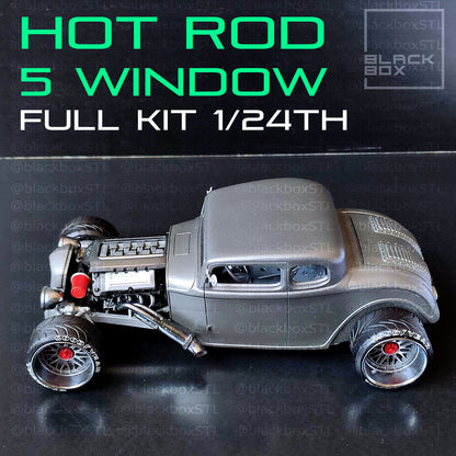 (BlackBoxSTL) Hot Rod 5 Window Full Modelkit – 1/24 Scale Resin Print