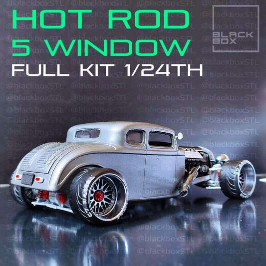 (BlackBoxSTL) Hot Rod 5 Window Full Modelkit – 1/24 Scale Resin Print