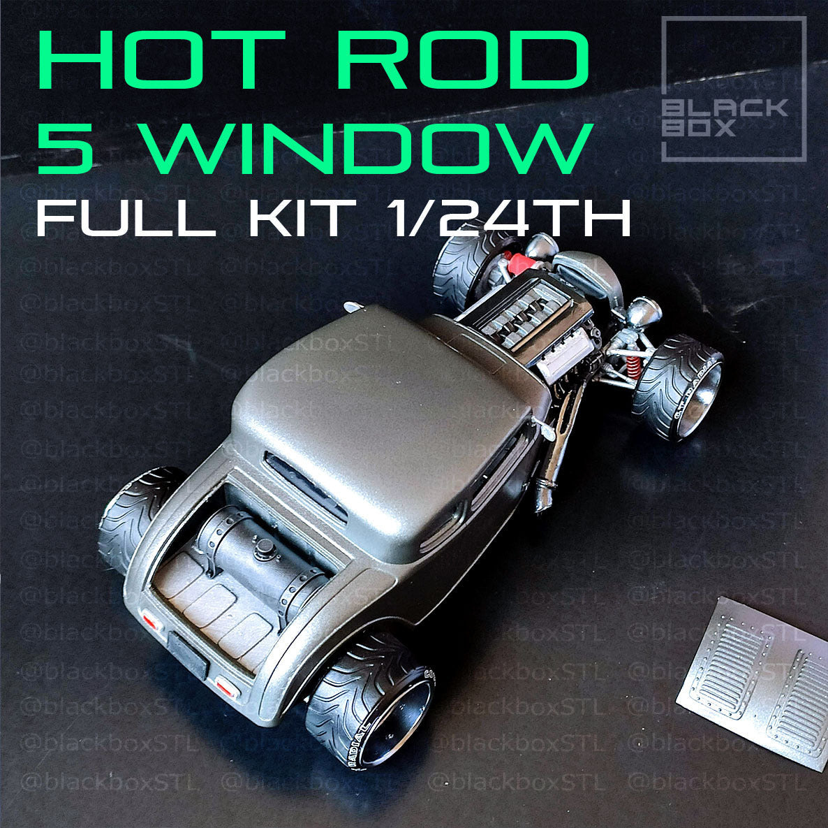 (BlackBoxSTL) Hot Rod 5 Window Full Modelkit – 1/24 Scale Resin Print