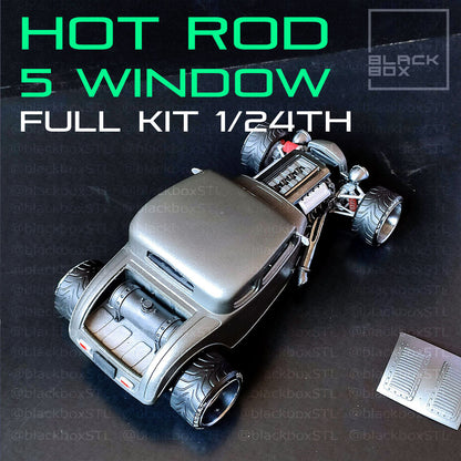 (BlackBoxSTL) Hot Rod 5 Window Full Modelkit – 1/24 Scale Resin Print