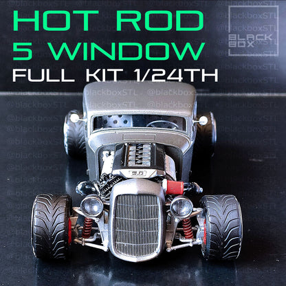 (BlackBoxSTL) Hot Rod 5 Window Full Modelkit – 1/24 Scale Resin Print