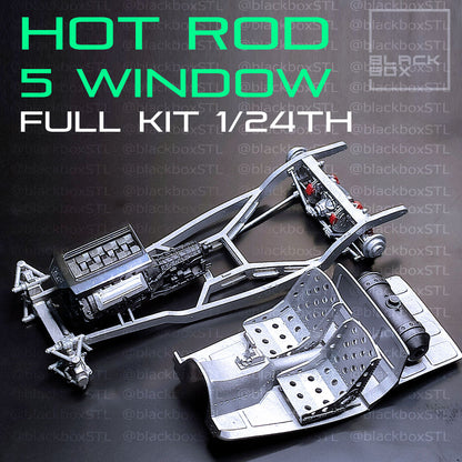 (BlackBoxSTL) Hot Rod 5 Window Full Modelkit – 1/24 Scale Resin Print