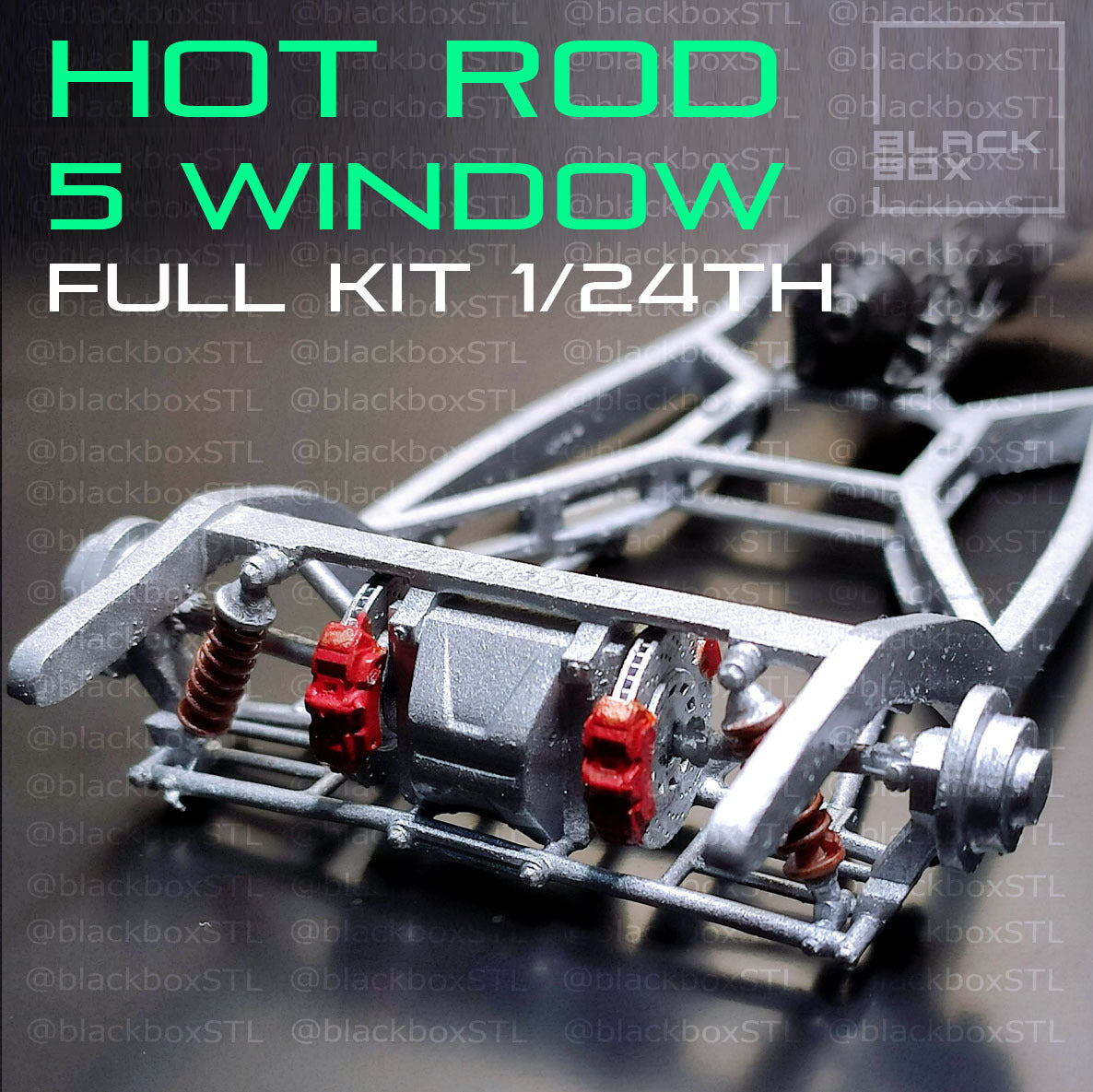 (BlackBoxSTL) Hot Rod 5 Window Full Modelkit – 1/24 Scale Resin Print