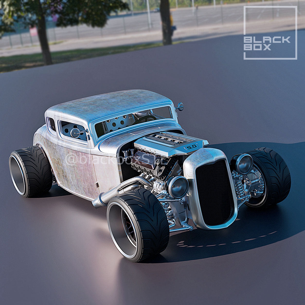 (BlackBoxSTL) Hot Rod 5 Window Full Modelkit – 1/24 Scale Resin Print
